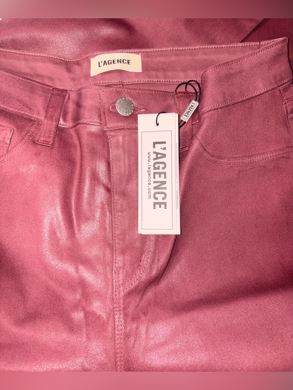 L'AGENCE Women’s Kendra  High Rise Cropped Coated Jeans in Deep Mauve. 
Size  27 - Picture 4 of 5